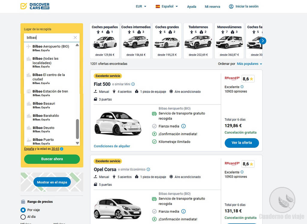 La web de Discover Cars es clara, intuitiva y usable La web de Discover Cars es clara, intuitiva y usable