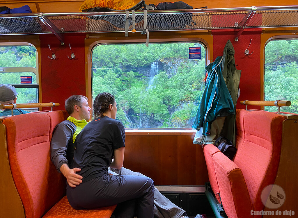 Pareja admirando el paisaje en el tren Pareja admirando el paisaje en el tren